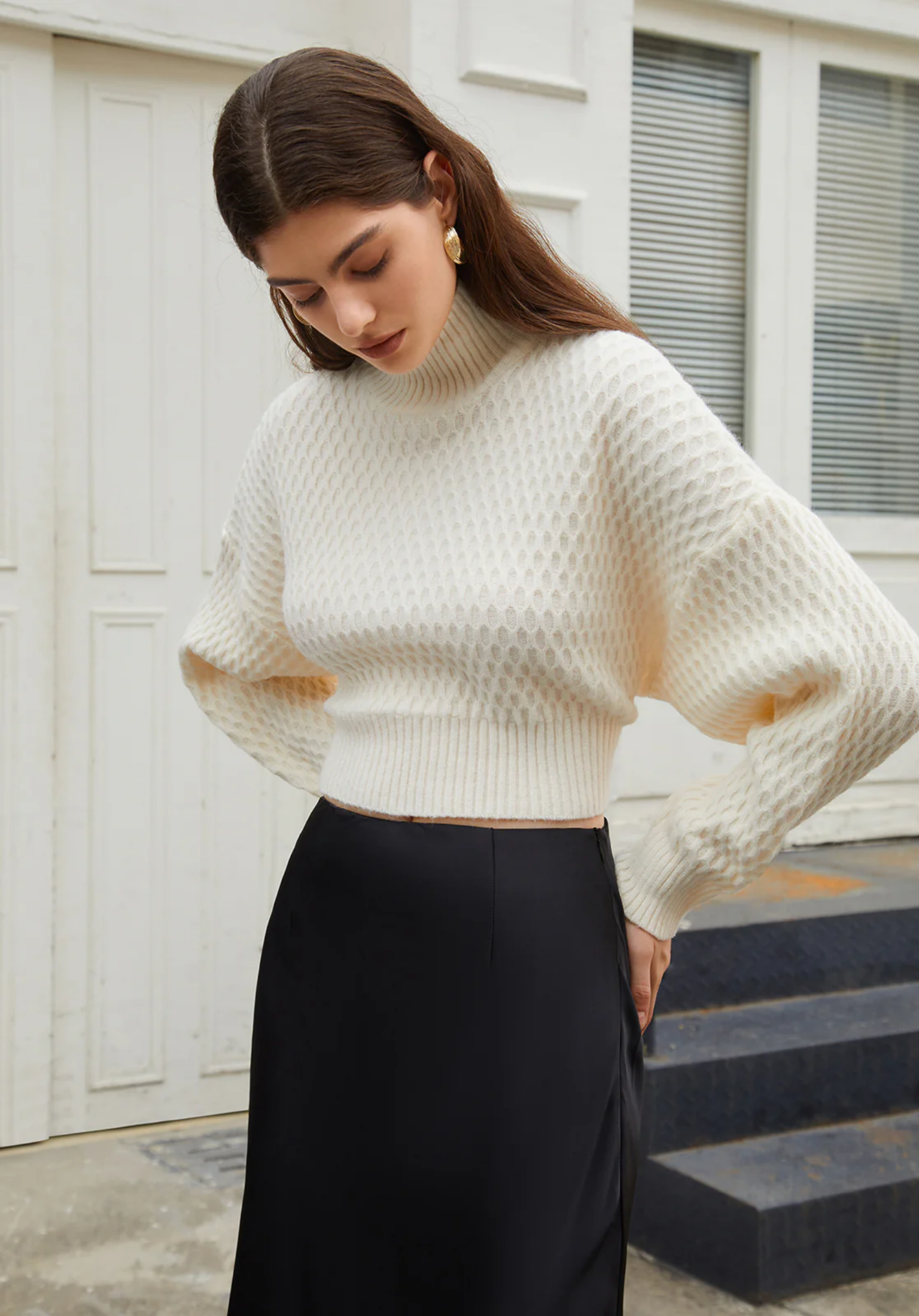 Tie-Back Mock Neck Sweater®