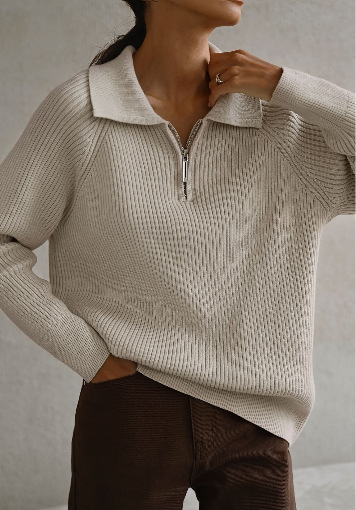 Zipped polo-collar sweater®